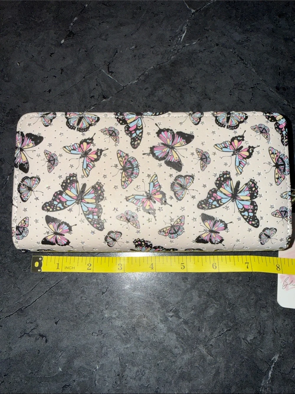 Butterfly Print Zip-Around Wallet - Pink Cream
